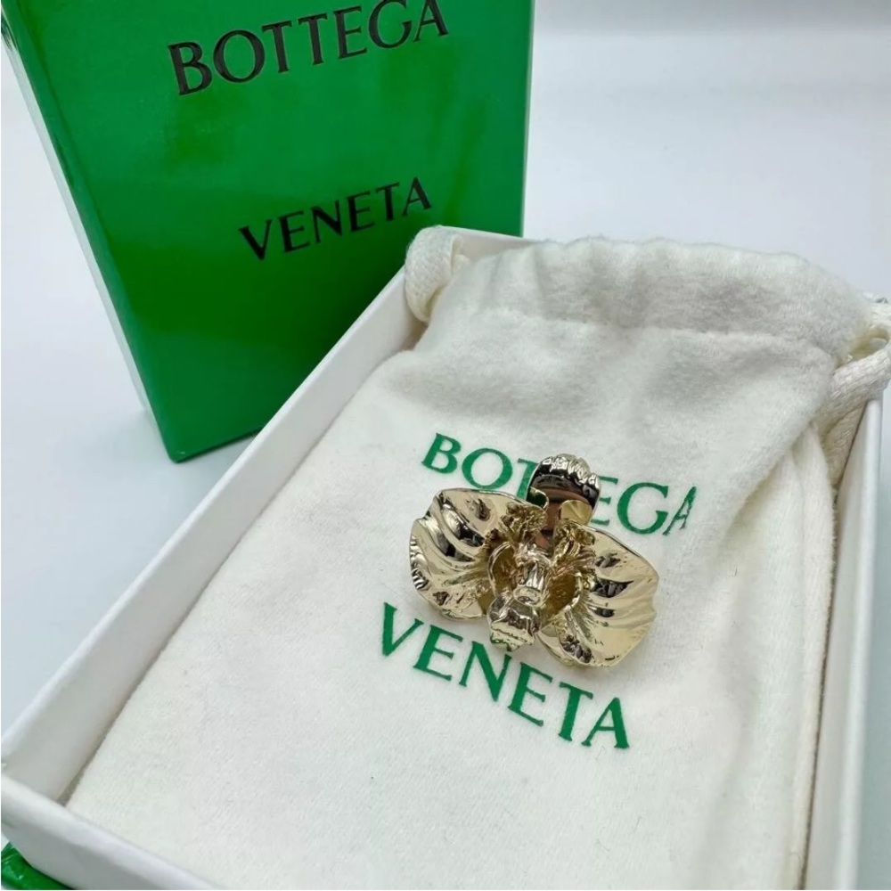 Bottega Veneta Gold Flower Brooch